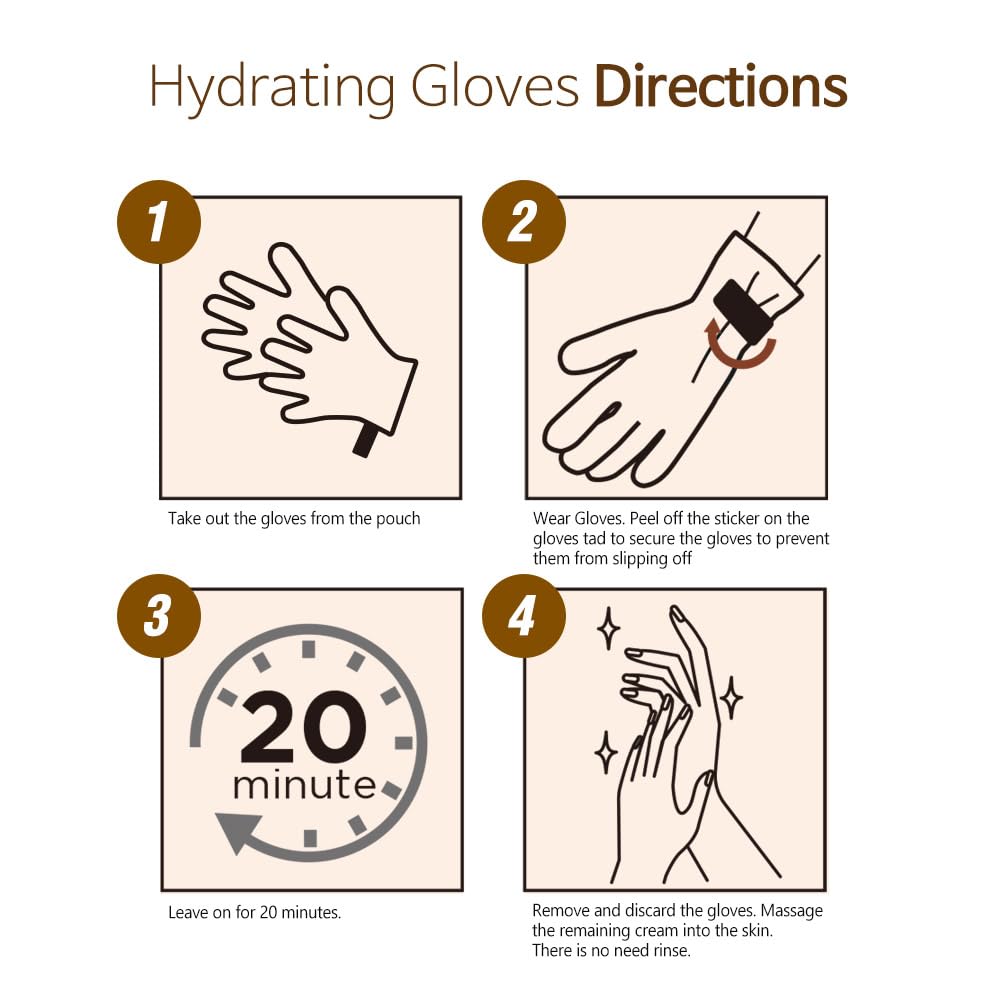 Epielle Hydrating Hand Masks 6 Pairs, Deep Moisturizing Gloves for Dry, Cracked Hands, Relieve and Soften with Shea Butter & Jojoba Oil, Korean Skin Care, Spa Set, Self Care Gifts for Women