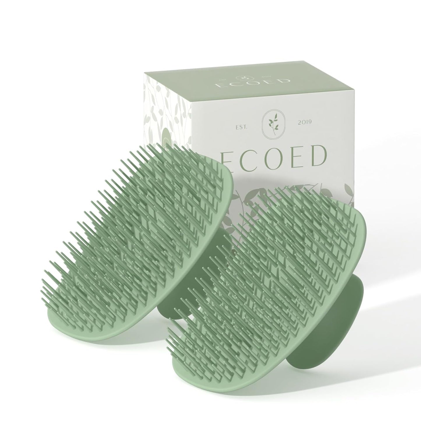 2 PC Scalp Massager Shampoo Brush, Scalp Scrubber & Exfoliator for Dandruff Removal, Wet & Dry and Detangler for Men and Women, Suitable for Short Medium Hair (Green)
