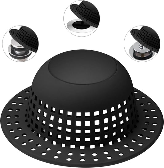 Shower Drain Hair Catcher, Bathtub Drain Cover Foldable Silicone Shower & Tub Protector for Pop-Up & Regular Drains