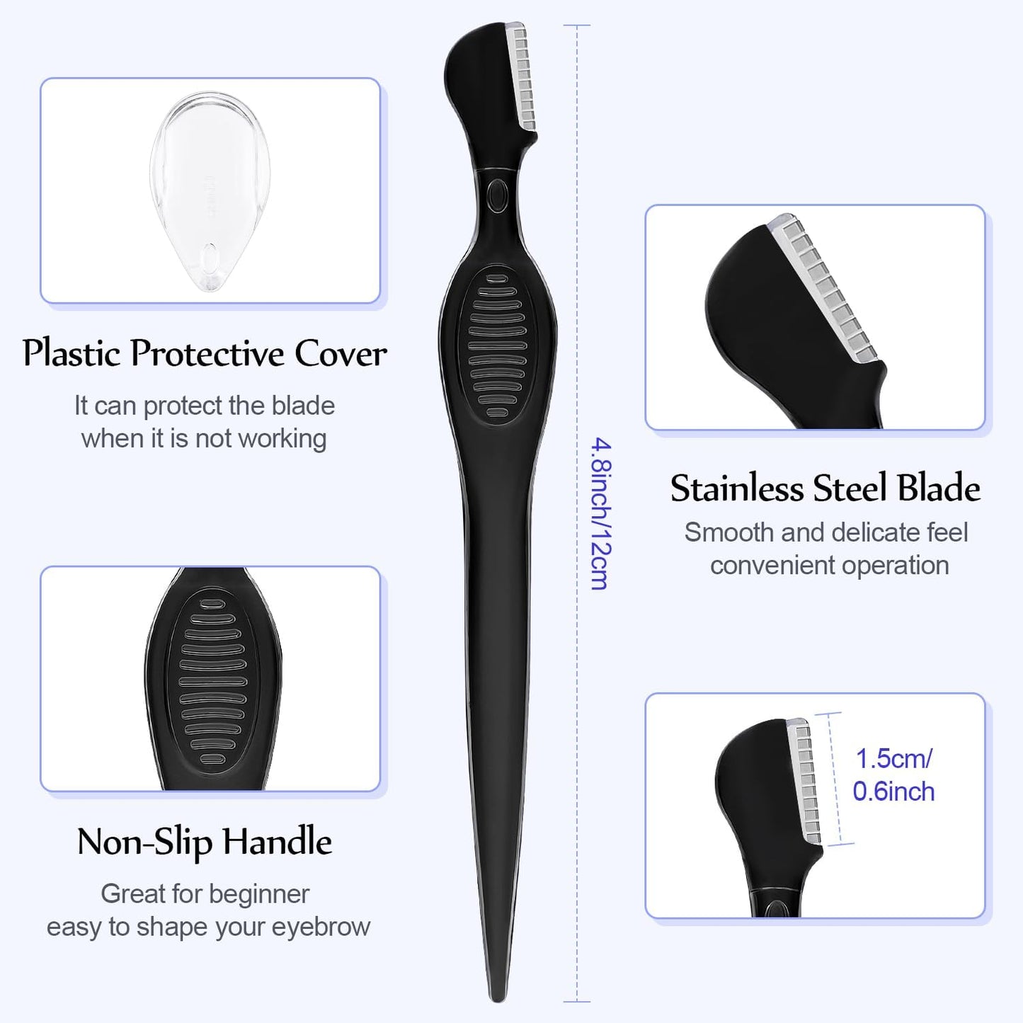 Mudder 21 Pcs Eyebrow Razor Eyebrow Shaver Facial Razor Multipurpose Face Trimmers with Precision Cover for Women Makeup Care Tools(Black)