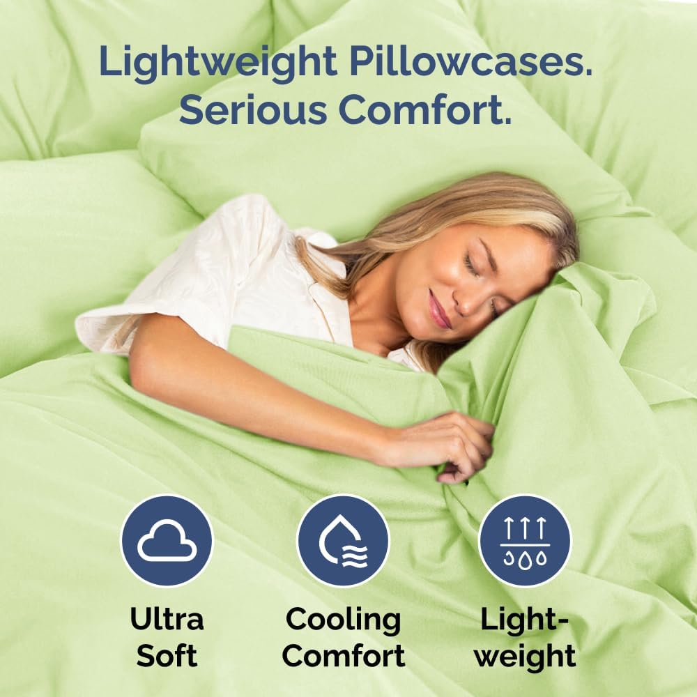 King Pillow Cases Set of 4 - Ultra Soft Hotel Quality Pillowcase Covers - Comfy, Cozy & Wrinkle Free - Shrinkage & Fade Resistant - Machine Washable Pillow Protectors - 4 Piece Set - Light Sage Green