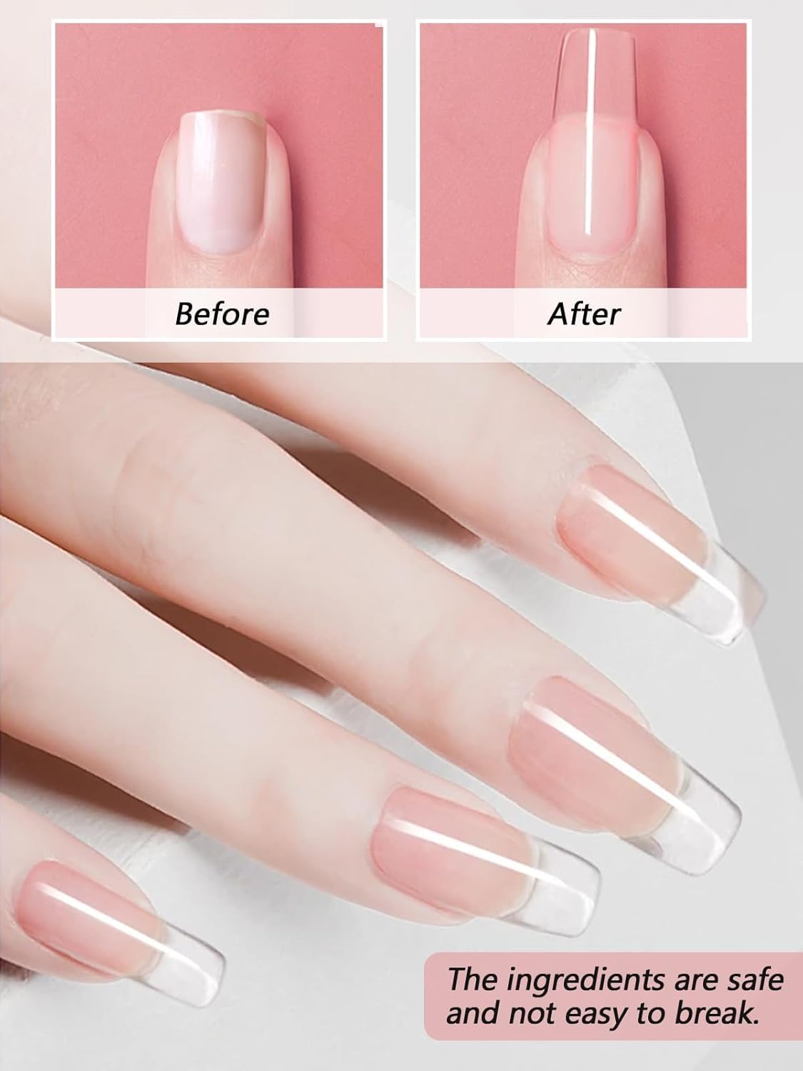 EBANKU Clear Acrylic Nail Powder, Long Lasting 3D Fingernail Carving & Nail Extensions, Professional Acrylic Powder for Manicure, No Nail Lamp Needed, 120g/4.23oz Large Capacity