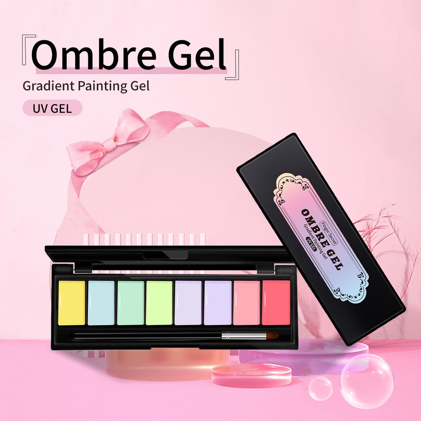 8 Colors Ombre Gel Pat Nail Polish Set,Ombre Pigment for Nails,Gradient Painting Gel with 50Pcs Nail Sponges for 3D Gels Nail Art can be Painted in Salon or Home Use