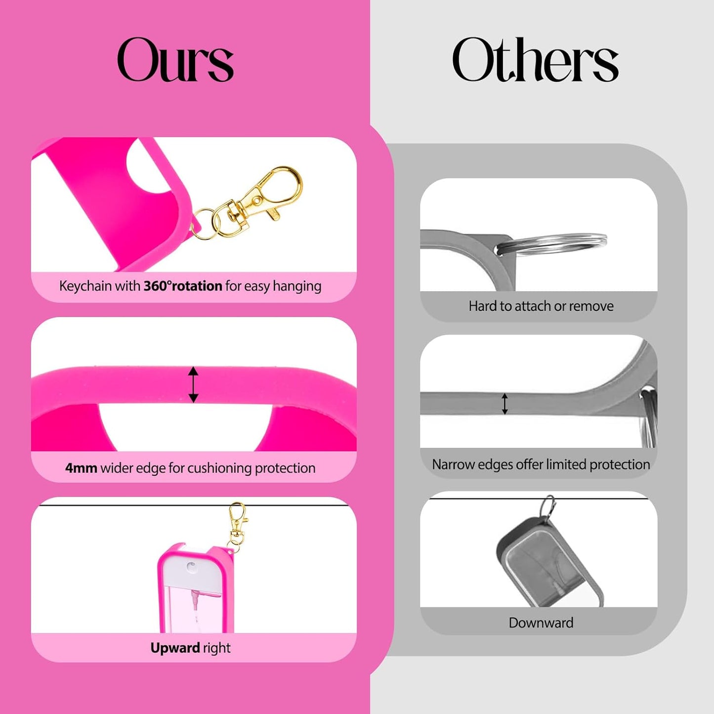 VANEST Silicone Case Compatible with Touchland Hand Sanitizer Spray, Protective Case with Keychain for Spray 1 fl oz