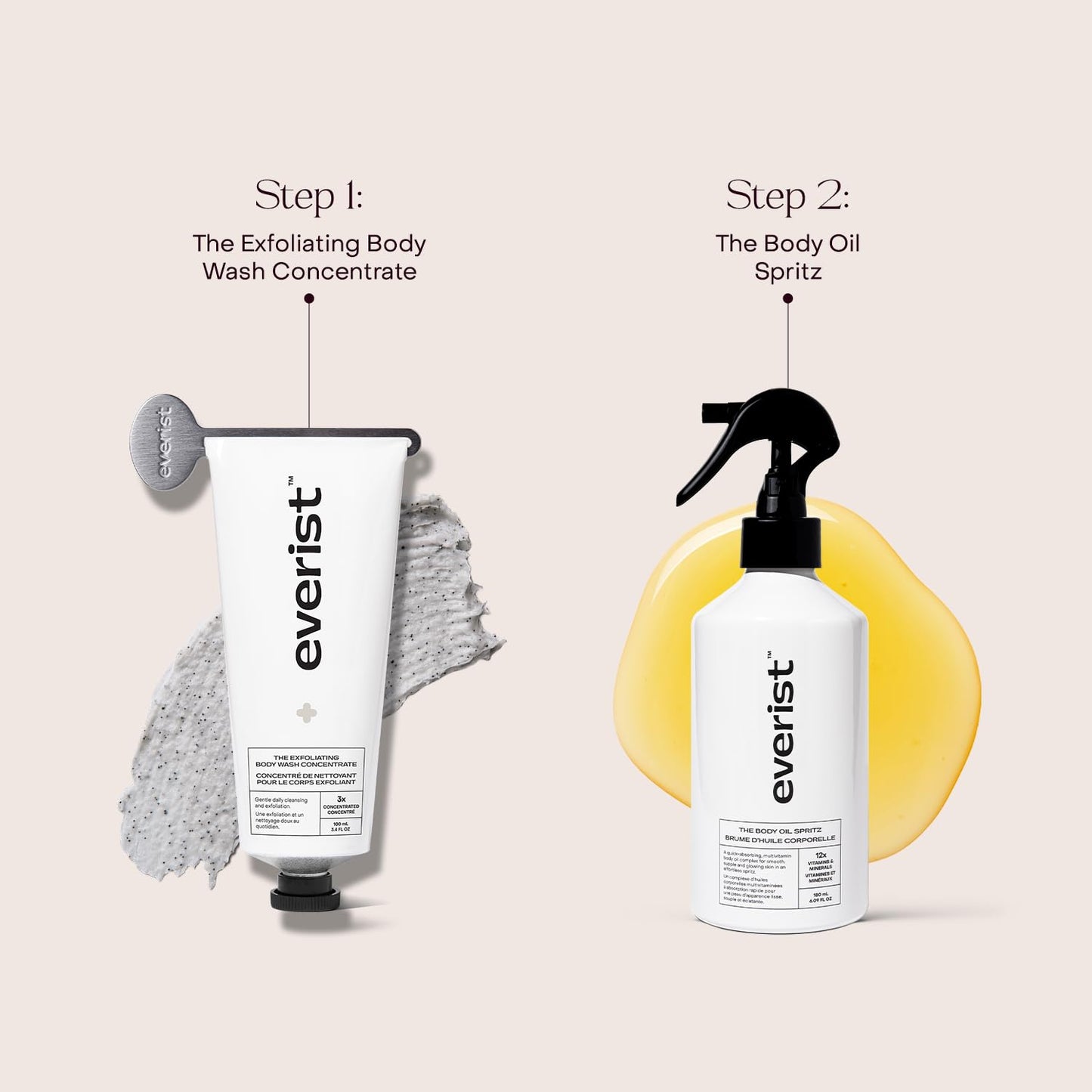 Everist Body Oil Spritz – Waterless Vitamin-Infused Dry Body Oil with Vitamin C & E, Lightweight Fast-Absorbing Spray for Glowing Skin – Shower-Safe Aluminum Bottle, 6.1 fl oz