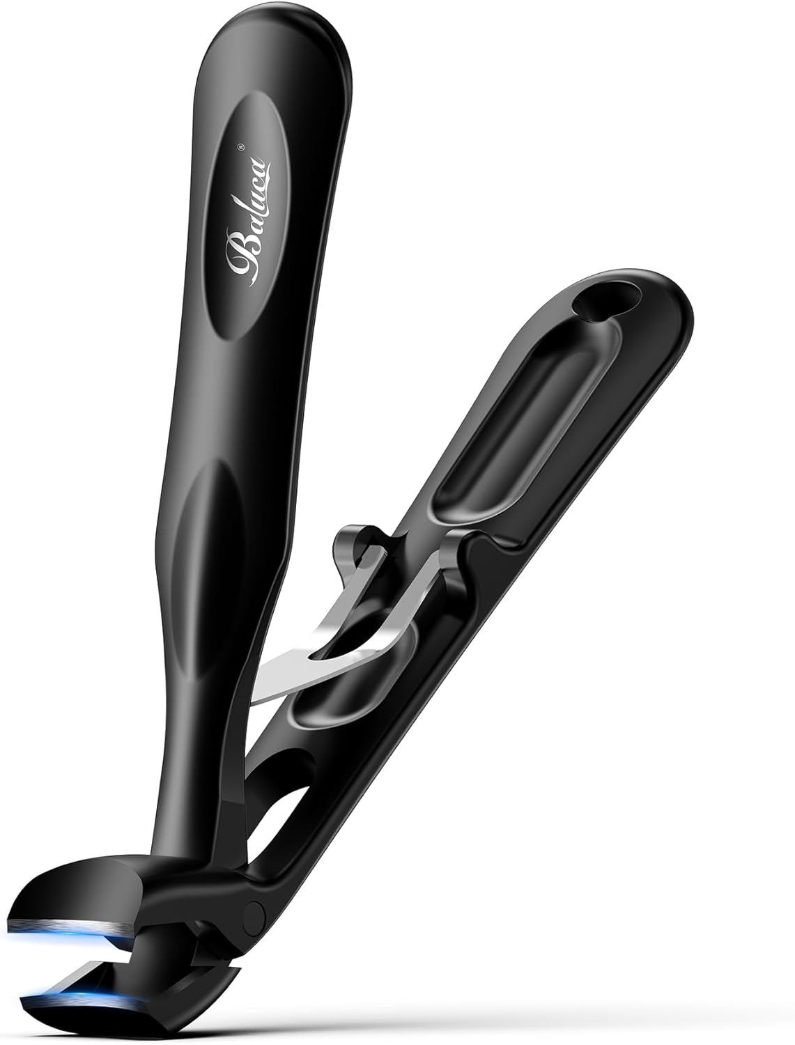 BALUCA Pro Angled Head Heavy Duty Toe Nail Clippers for Seniors & Thick Nails – Long Handle Toenail Clipper with Catcher for Arthritic Hands & Tough Toenails, Black