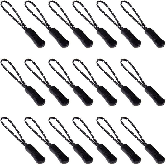 Ruidee 50 Pieces Zipper Pulls Zipper Tabs Zipper Pull Cord Extender Replacement Zipper Pulls for Backpacks, Jackets, Luggage, Purses, Handbags（Black White Dot）