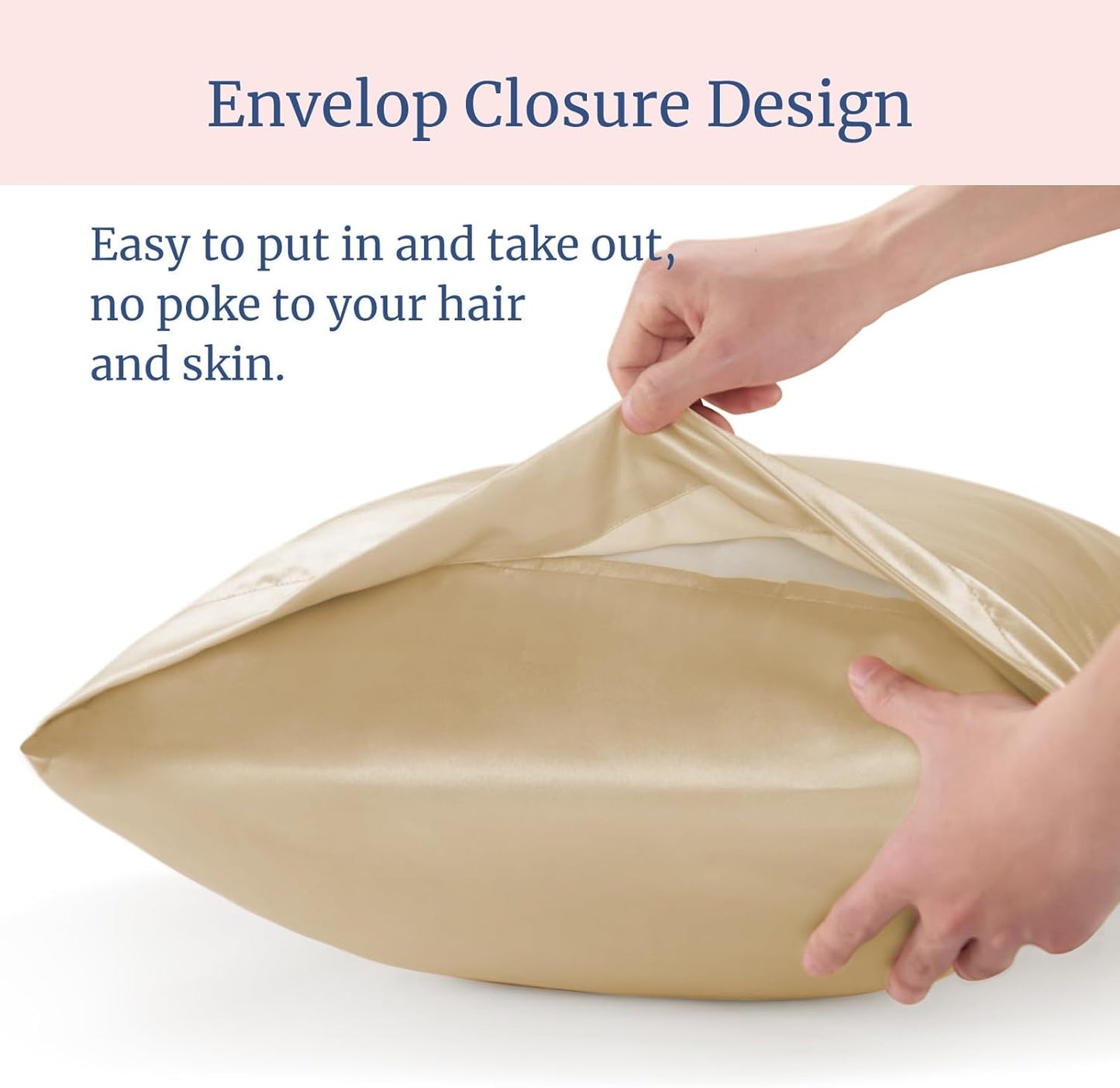 BEDELITE Satin Pillowcase for Hair and Skin, Super Soft Similar to Silk Pillow Cases 4 Pack with Envelope Closure, Cooling Pillowcases for Women Men (20"x40" King Size, Champagne)