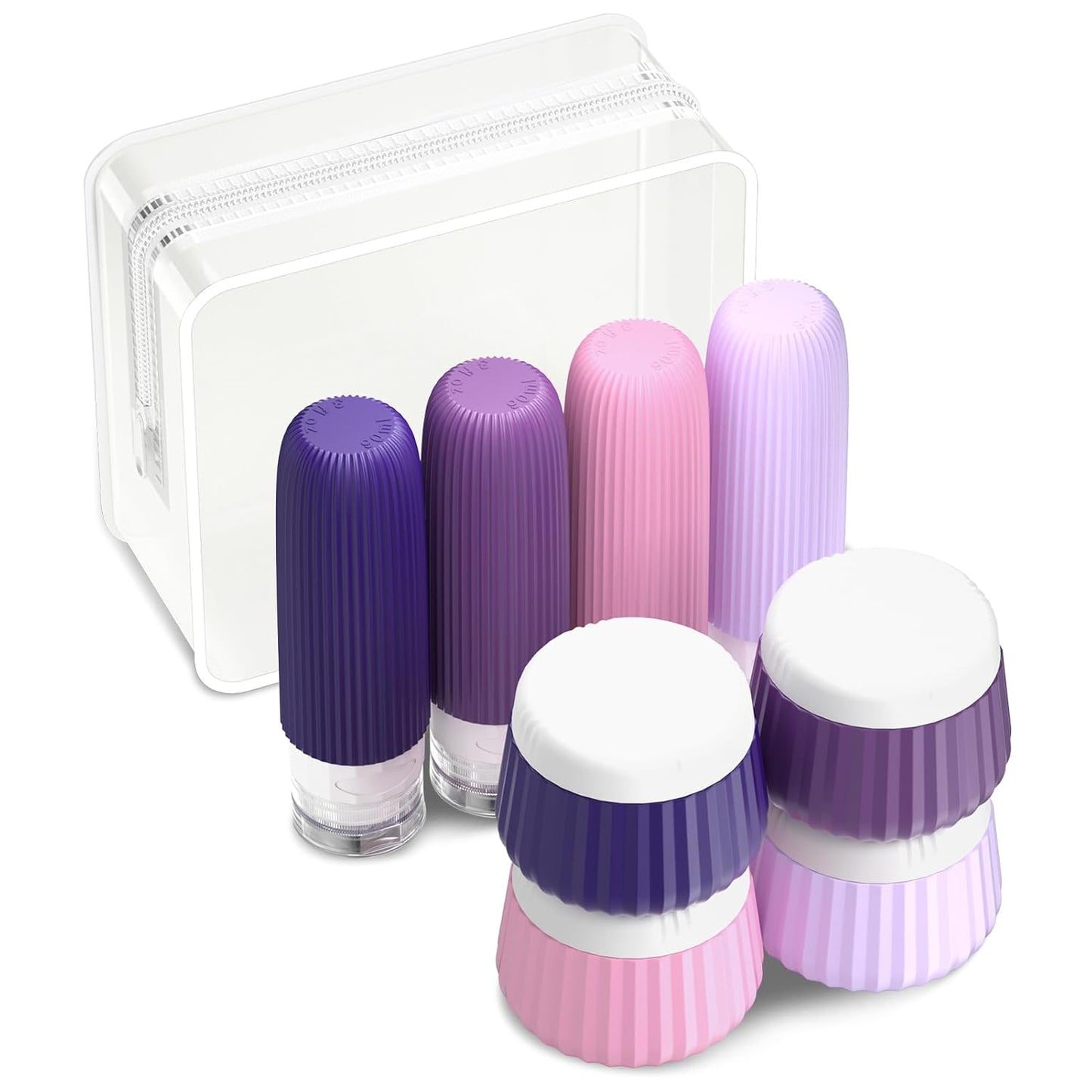 Travel Bottles 8 Pack, TSA Approved 3 oz Toiletries Containers, Leak Proof Silicone Squeezable Essentials Jars with Clear Bag
