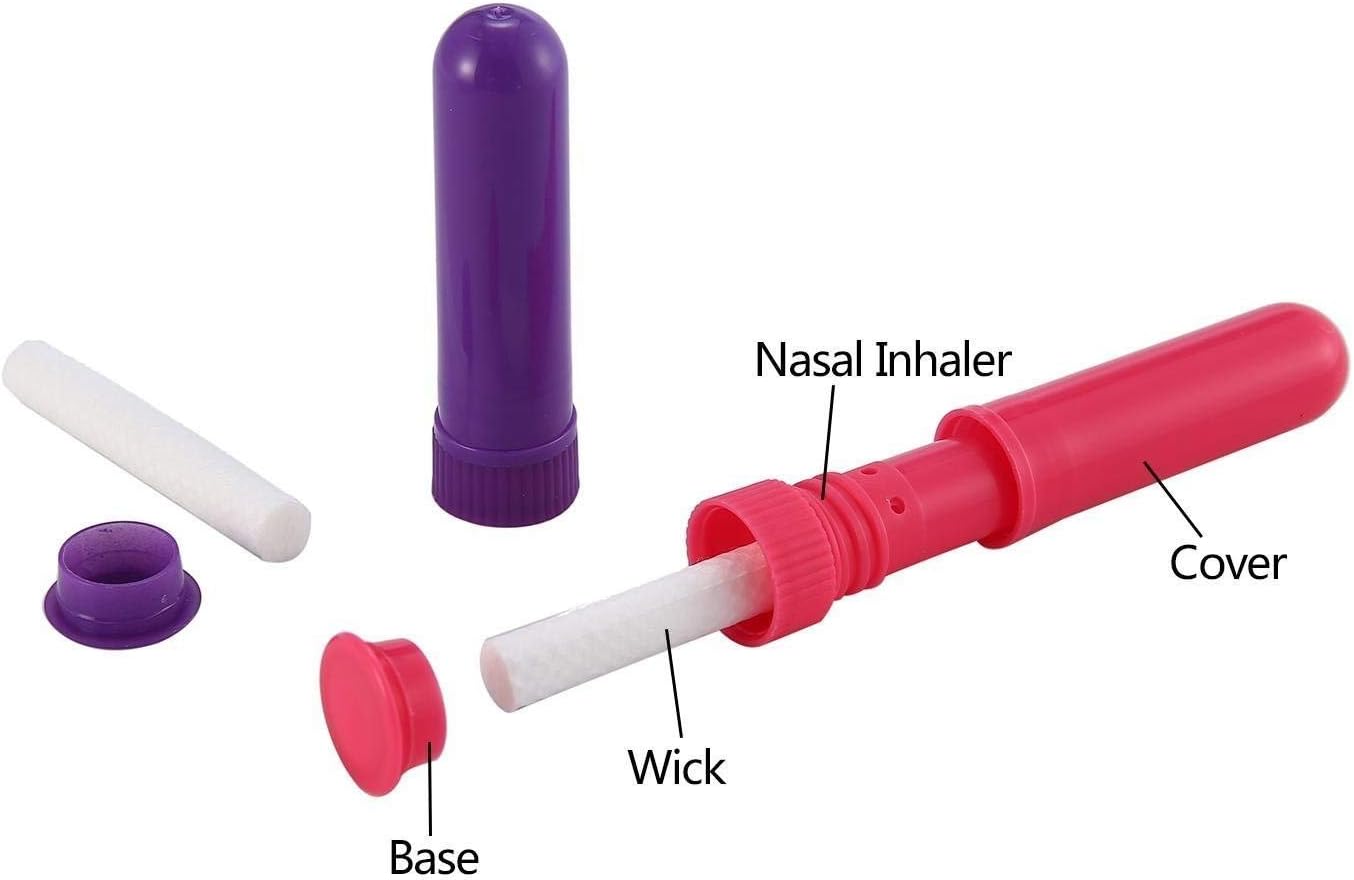 12 Set Essential Oil Inhaler, Refillable Nasal Inhaler Blanks with Unscented Wicks, Assorted Colors