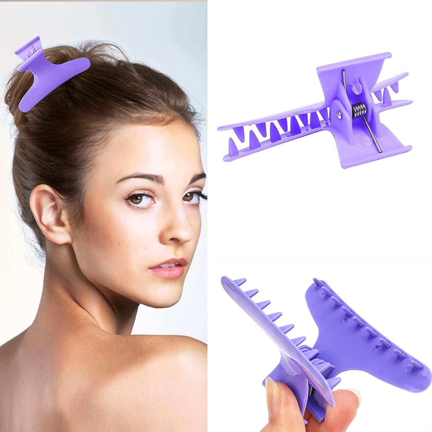 Ondder Professional Salon Hair Clips for Styling, Cutting, Coloring - Butterfly Claw Clamps and Hair Accessories for Women and Girls