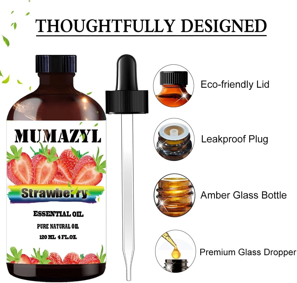 Strawberry Essential Oil, Strawberry Oil 4 Fl Oz 120ML for Diffuser Humidifier Yoga Cleaning DIY Candle Soap Making Essential Oils