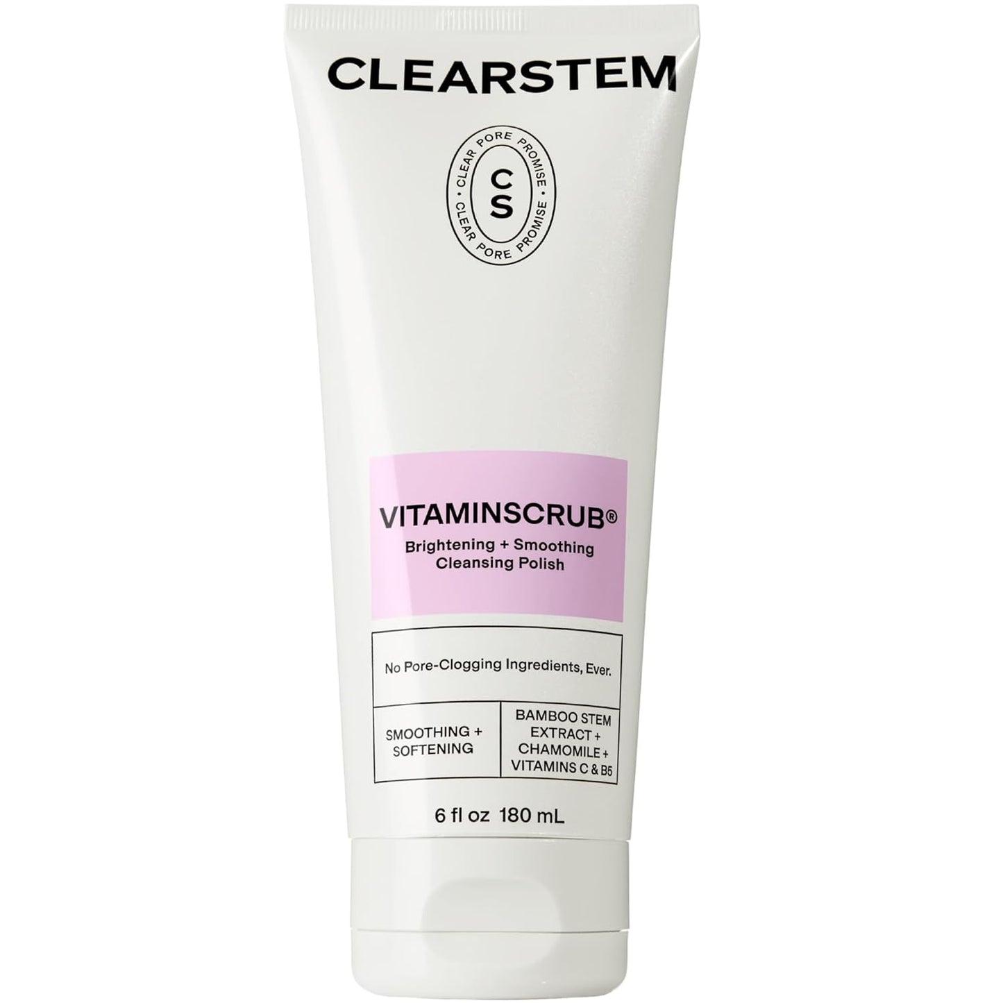 CLEARSTEM - VITAMINSCRUB - Antioxidant-Infused Scrub Cleanser - Exfoliating Face Wash + Body Scrub - Vitamin C, Hemp, Bamboo - Skin Care Products - Gluten Free, Cruelty Free - 6 fl oz / 177ml