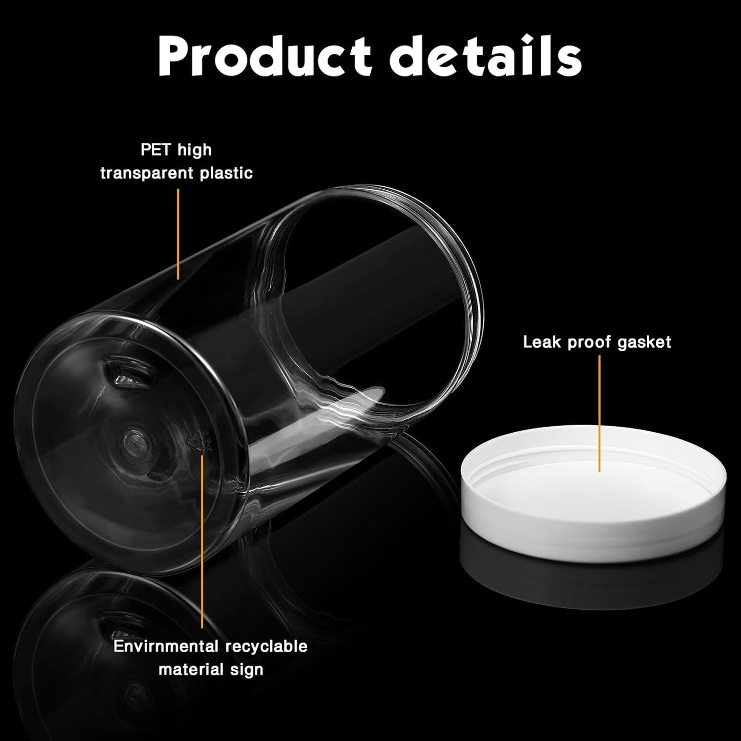 SATINIOR 12 Pack 32 oz Plastic Container Jars with Lids Round Clear Travel Cosmetic Container Slime Jars for Toiletries, Lotion, Cream, Ointments, Makeup, Rhinestone, Samples, Kitchen Storage(White)