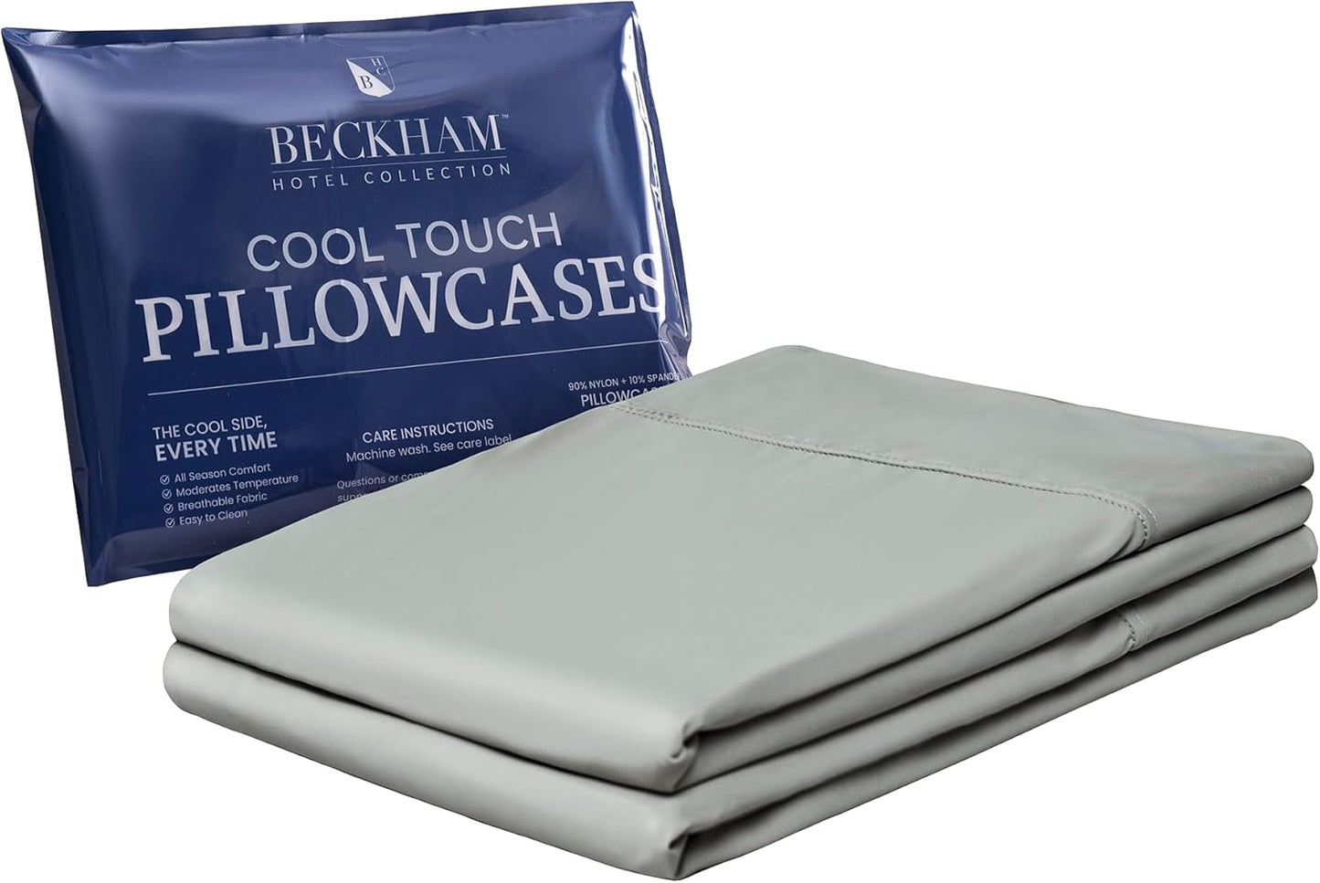 Beckham Hotel Collection Cooling Pillowcases for Hot Sleepers, Standard/Queen Size Set of 2, Cool Bedding, Envelop Closure, Silky Soft, Breathable, Moisture-Wicking, Dark Gray