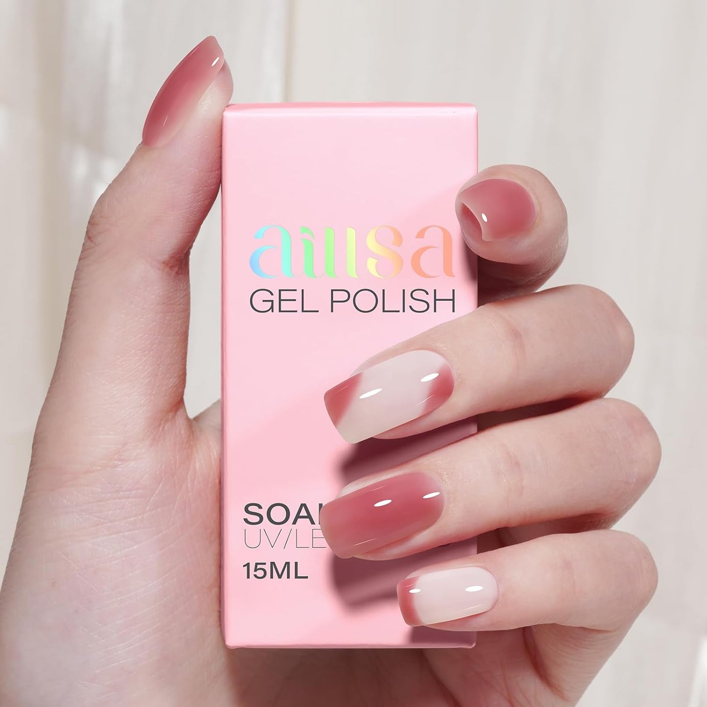 AILLSA Dark Pink Gel Nail Polish Pink Burgundy Jelly Gel Polish Neutral Sheer Translucent Nude Gel Polish Long Lasting Pinks Wine Color Soak Off U V Gel for French Manicure Nail Art at Home 0.51 Oz