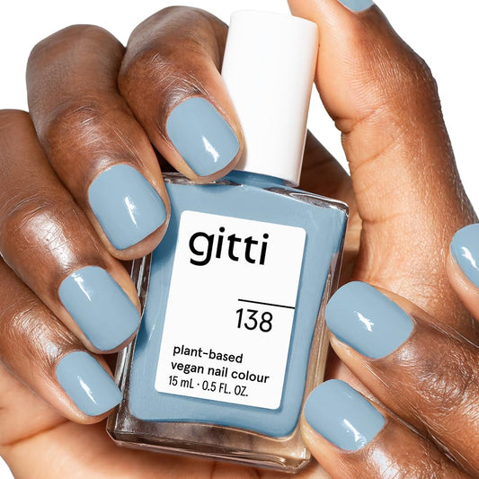 gitti Plant-based Nail Polish I Non-Toxic, 30-Free, Based On Natural Origin Ingredients, Cruelty-Free, Vegan, High Performance Colors, Glossy Finish, Shade no. 138 Denim Blue (0.5 fl oz)
