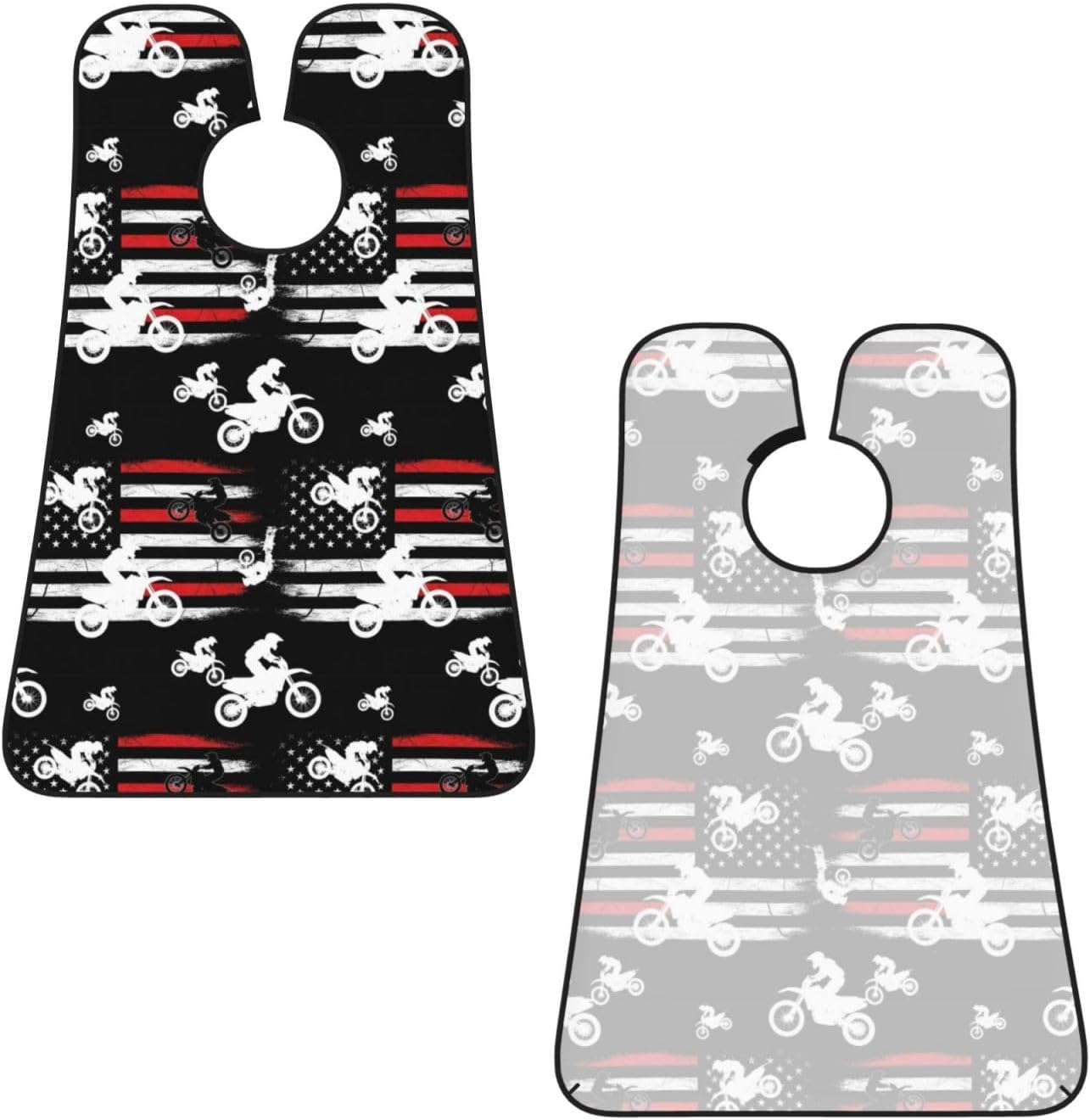 Beard Bib Apron for Men Shaving, Waterproof Non-Stick Hair Catcher with Suction Cups, Grooming Essential for Dad Husband, Motorcycle Dirt Bike Thin Red Line American Flag Black Shave Bib