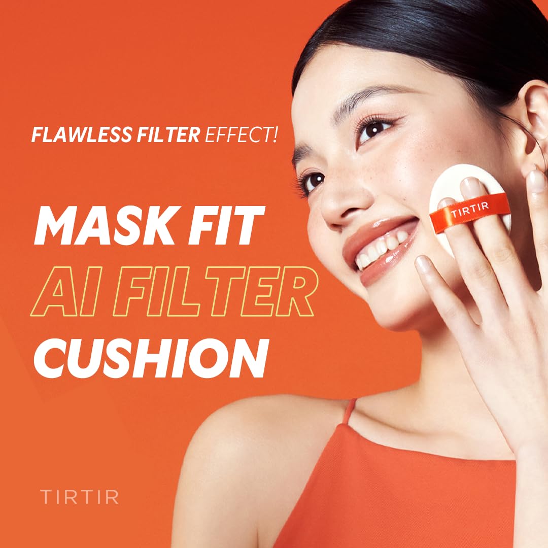 TIRTIR Mask Fit Ai Filter Cushion Foundation | AI-Like Semi-Matte Finish - Up to 72-Hour Medium to Full Coverage Korean BB Cushion Make up Beauty, #17N Vanilla, 0.63 Fl Oz
