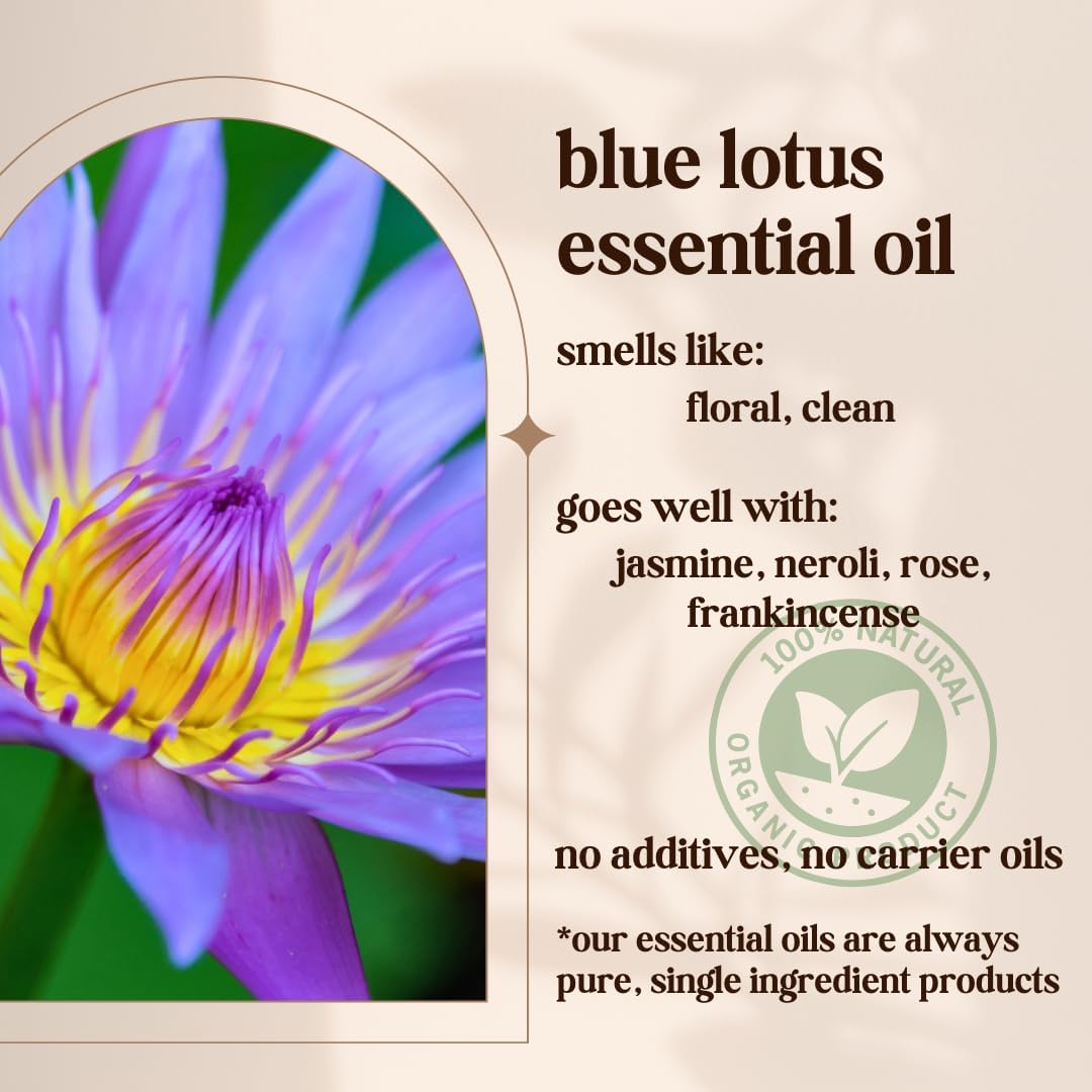 Avivni Blue Lotus Essential Oil - 100% Pure & Natural, Undiluted for Aromatherapy, Hair, Skin, Diffuser (0.33oz - 10ml)
