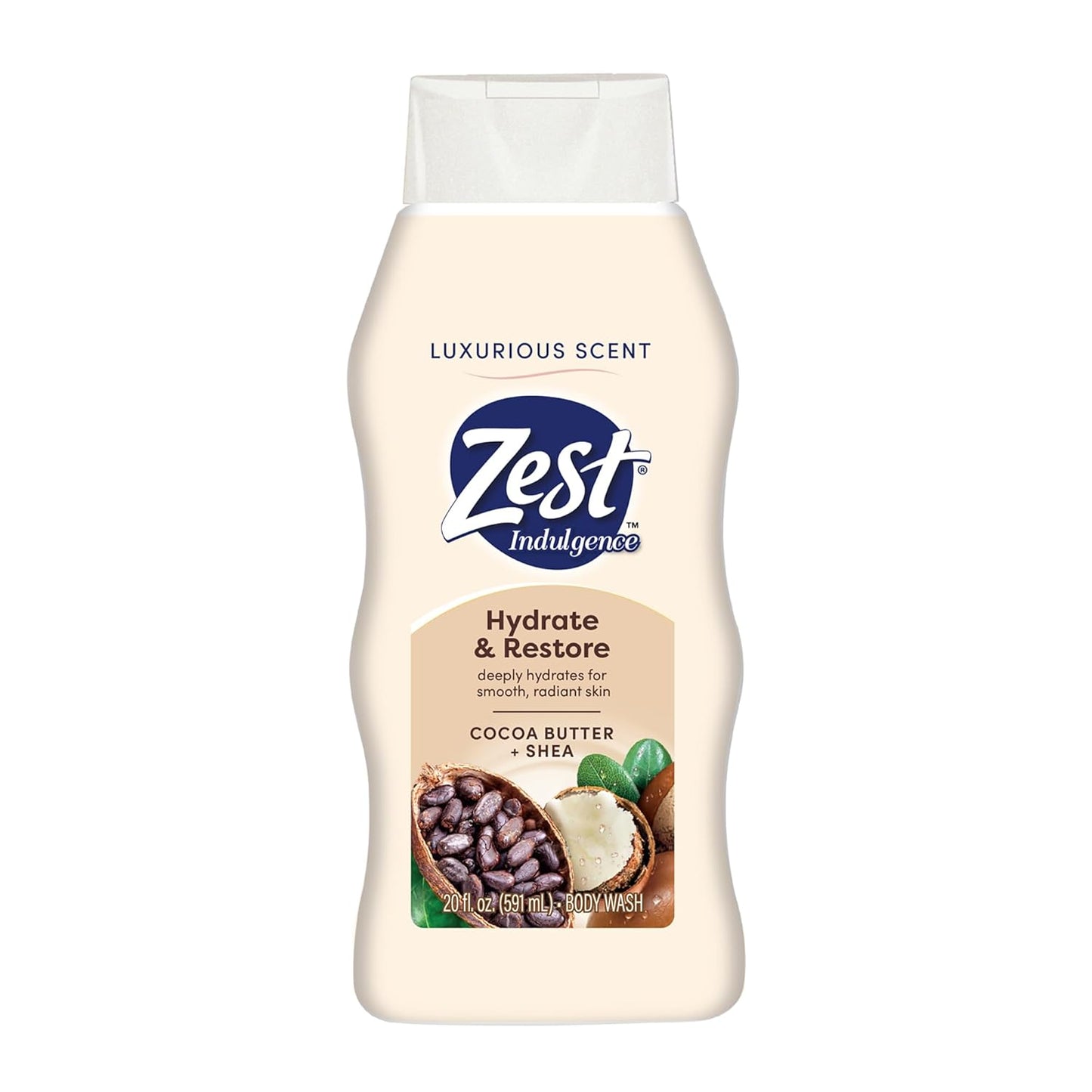 Zest Body Wash - Enriched with Wild Cocoa Butter and Shea - Hydrating Body Soap - Suitable for All Skin Types - Cocoa Butter and Shea - 20 oz