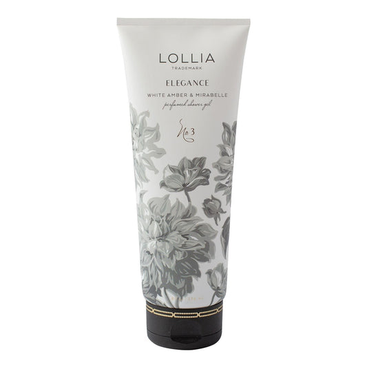 Lollia Elegance Shower Gel, 8 fl. oz. – White Amber & Mirabelle – Scented Shower Gel Body Wash, Shea Butter Body Wash, Bath Wash for Women, Beautiful Shower Gel, Moisturizing Body Wash