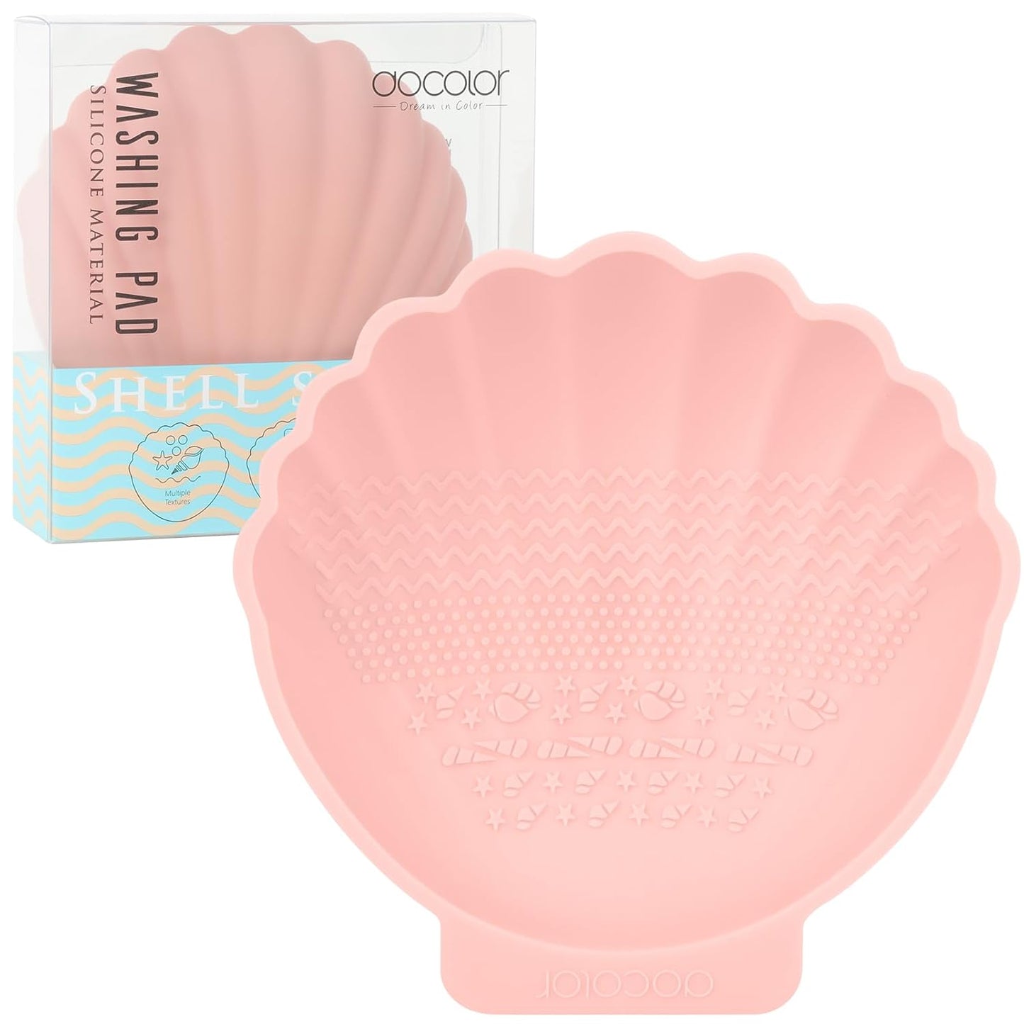 docolor Silicone Makeup Brush Cleaner Mat Shell shape make up brush cleaner pad Big Size, Makeup Brush Cleaning Mat, Brushes Cleaning Tool, Portable Washing Tool for Makeup Cosmetic Brushes