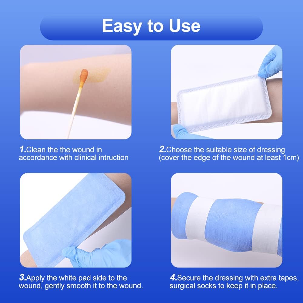 Super Absorbent Dressing Pads 4" x 8" 10 Count – Non-Adhesive Gauze Pads for Wound Care, Large Bandages for Pressure Ulcers, Bedsores & Exudate Management