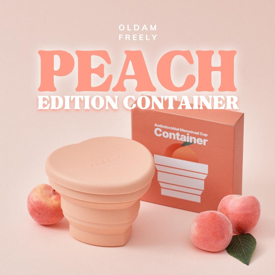 Oldam Menstrual Cup Container, Easy Sanitizing, Reusable, Foldable, Soft Peach
