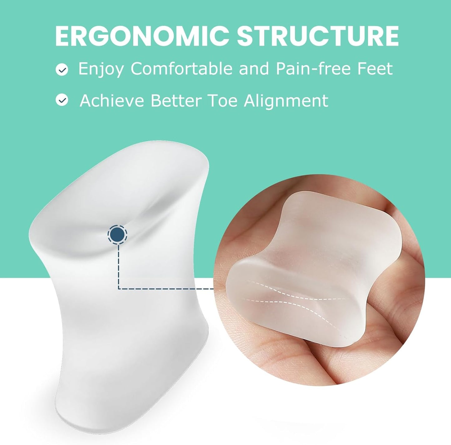 Welnove Upgraded Gel Toe Separators – 16-Pack Aloe Vera Extract Infused Silicone Toe Spacers for Straightening Overlapping Toes, Bunions, Calluses – Bunion Corrector for Men and Women (3 Sizes)