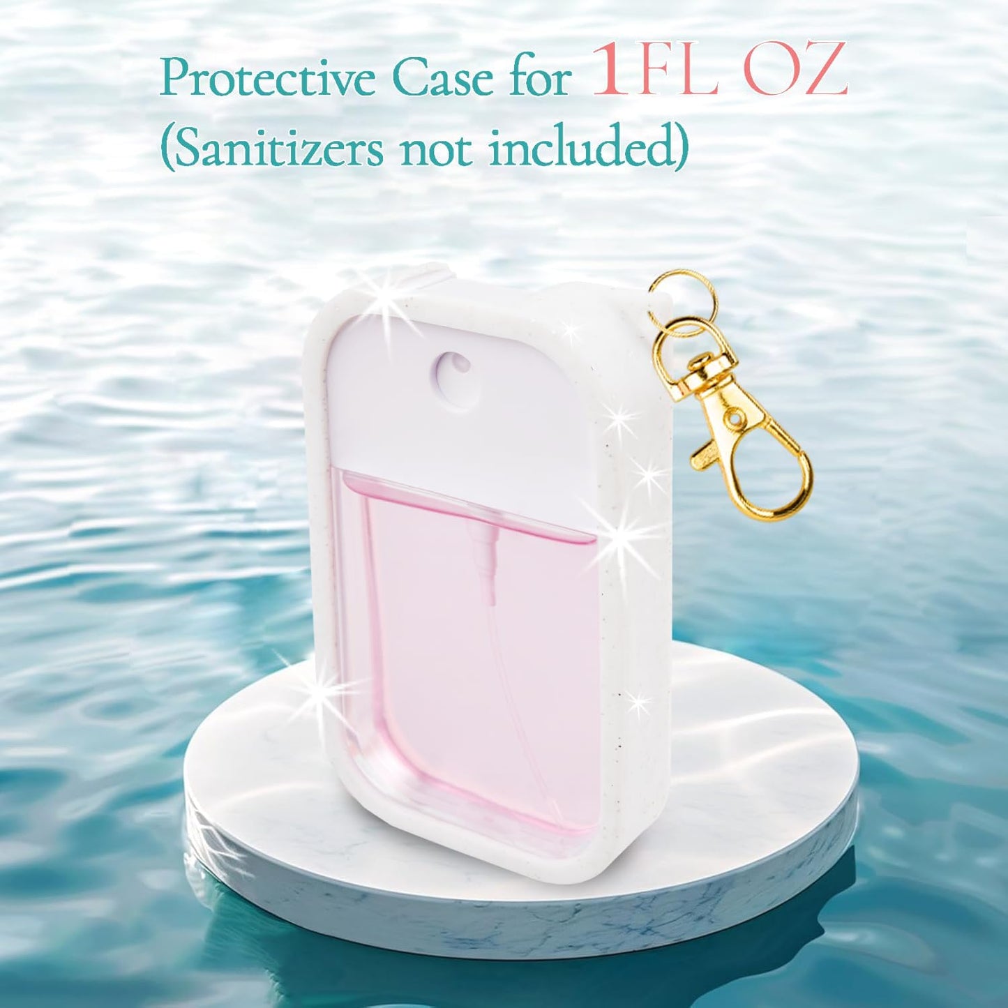 VANEST Silicone Case Compatible with Touchland Hand Sanitizer Spray, Protective Case with Keychain for Spray 1 fl oz