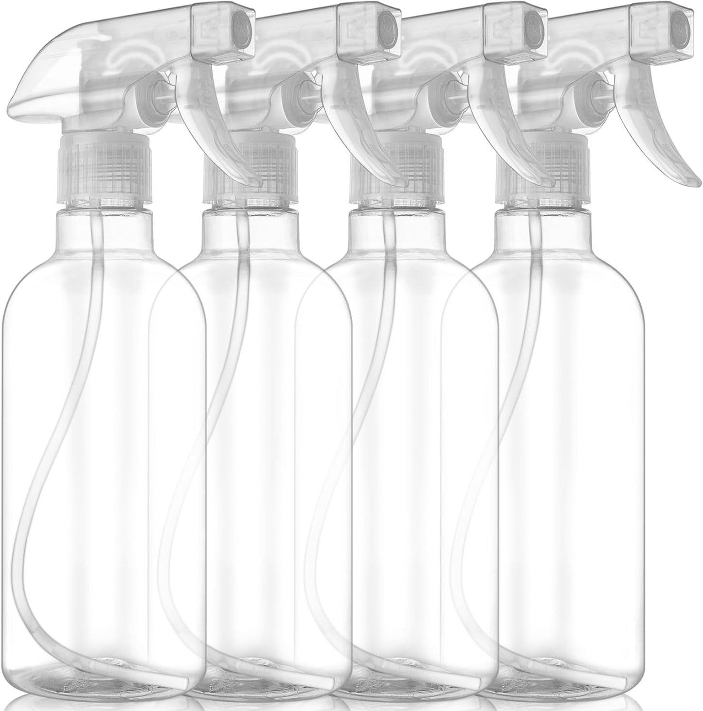DIYSELF Spray Bottles, 4 Pack 500ml / 16oz Empty Plastic Water Spray Bottles, Fine Mist Clear Spray Bottle for Cleaning, Hair, Plants, Alcohol, BBQ, Garden, Travel, Atomizador, Squirt Bottle