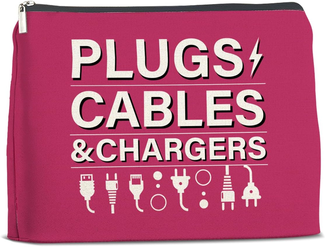 Pink Charger Storage Makeup Bag Gifts for Women Cosmetic Bag Zipper Pouch for Travel Vacation Business