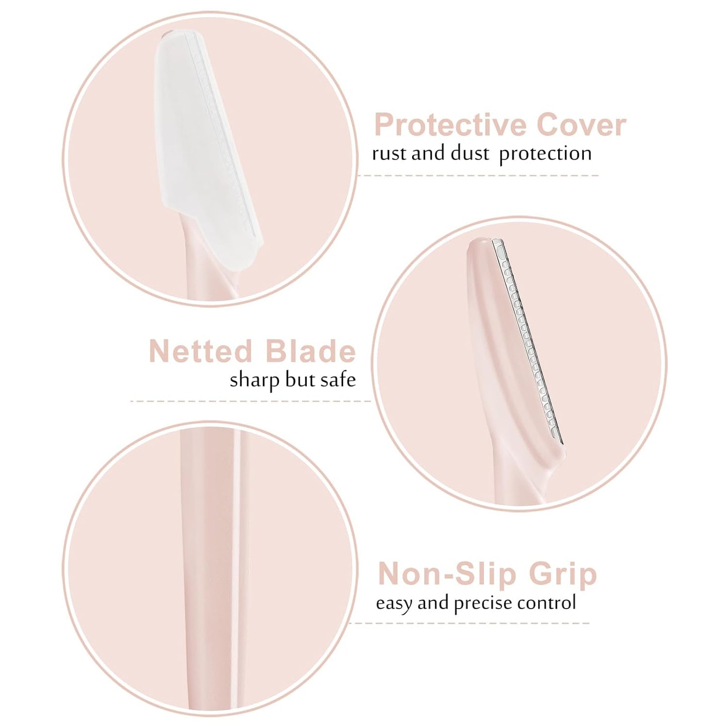 21 Pcs Eyebrow Razors, Face Razors Multipurpose, Exfoliating Dermaplaning Tools, Eyebrow Trimmers Shaver with Safety Cover, Facial Hair Removal for Women Men Body Use (Light pink)