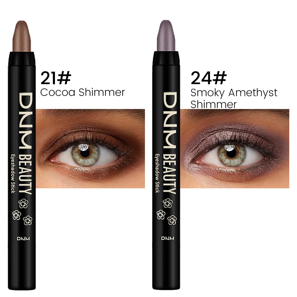 Kaely 2Pcs Cream Eyeshadow Sticks Set for Eyes Waterproof,Cocoa Shimmer & Smoky Amethyst Shimmer Matte Eye shadow Stick Pencil Pen Bulk sombras en crema para ojos 21+24