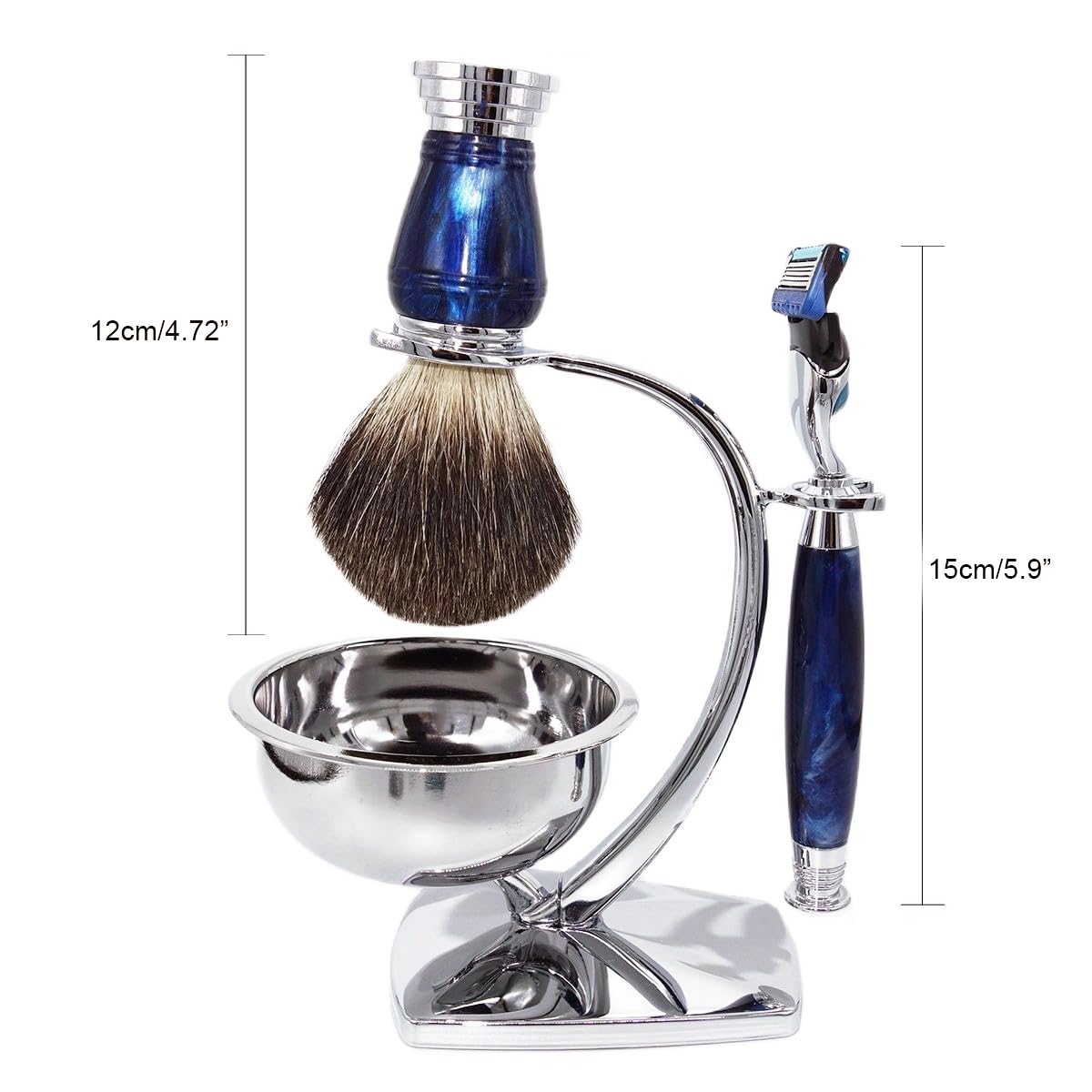 Luxury Shaving Razor Kit for Men with 5-Layer Shave Blade,Badger Hair Shaving Brush and Soap BowL,Unique Shaving Present Tool for Him