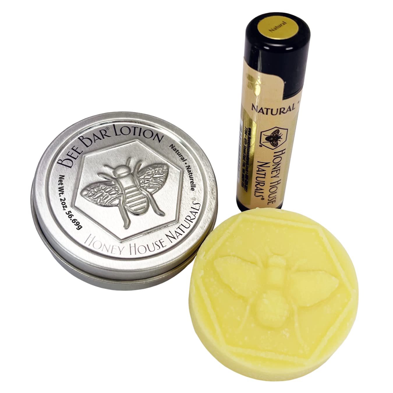 Honey House Naturals 2 Piece Gift Set, All Natural, Ultra Moisturizing Lotion Bar and Lip Butter Infused with Essential Oils, Made in USA, (Variant Name)