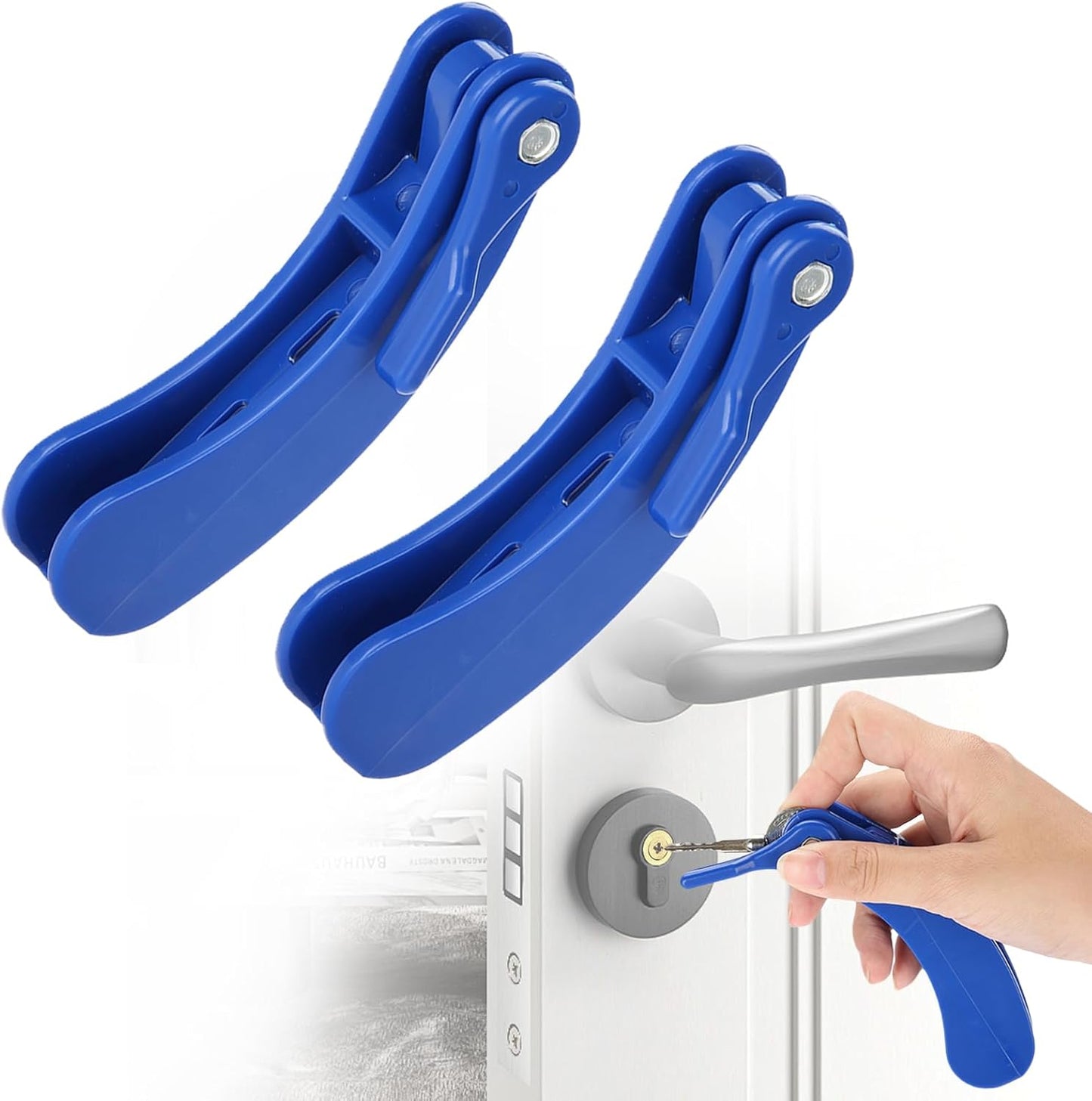 2 Pcs Key Turner Aid for Arthritis Weakened Grip - Easy Door Opening Key Extender Assist for Elderly & Disabled, Fits 2 Keys(Blue)
