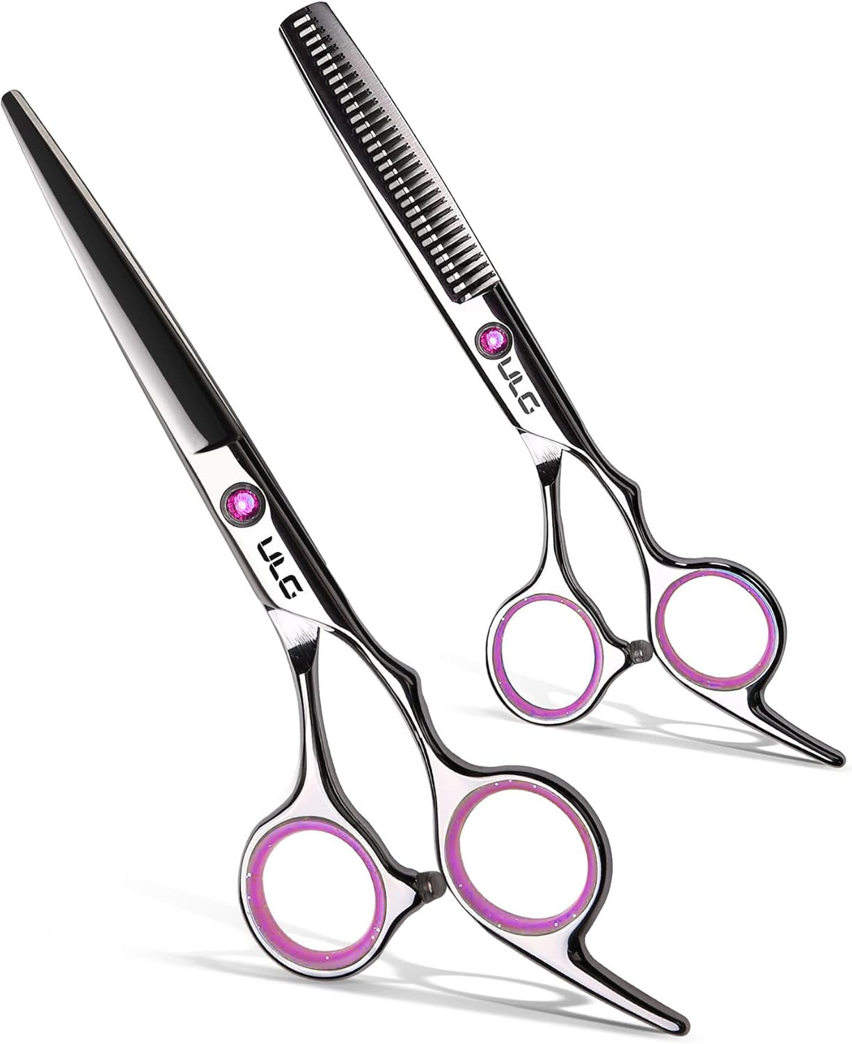 Hair Cutting Scissors Thinning Shears Kit ULG Professional Hairdressing Texturizing Salon Razor Edge Scissor Japanese Stainless Steel 6.5 inch Pink