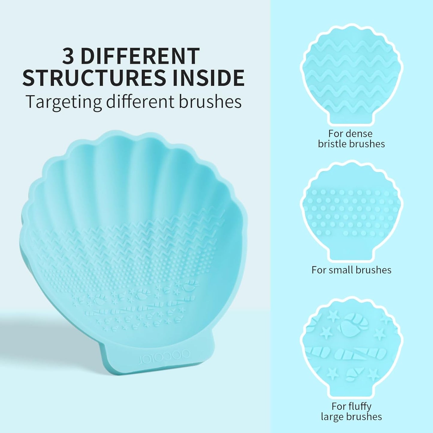Docolor Silicone Makeup Brush Cleaner Mat Shell shape make up brush cleaner pad Big Size, Makeup Brush Cleaning Mat, Brushes Cleaning Tool, Portable Washing Tool for Makeup Cosmetic Brushes