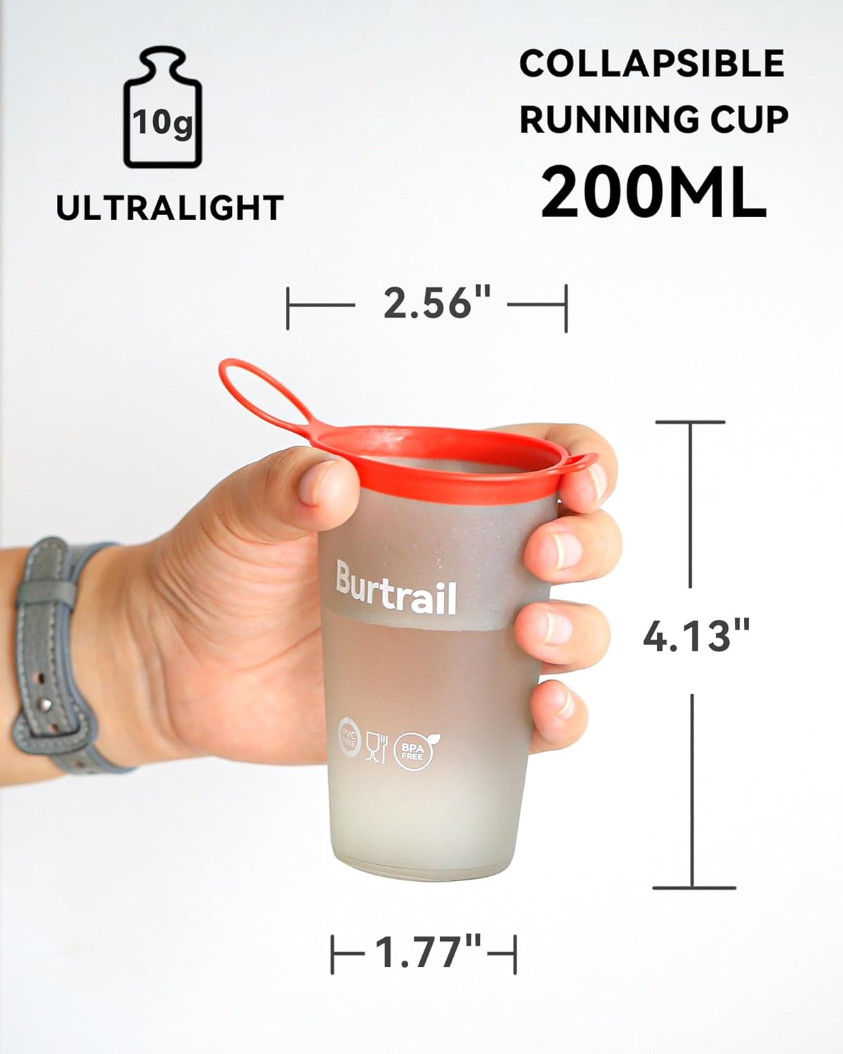 Collapsible Running Water Cup,Ultralight Protable Running Cup for Trail Running,Ultramarathon,Backpacking,Camping-BPA Free,200 ml/6.8 oz-2Pack,Gray