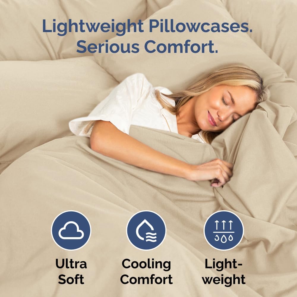 King Pillow Cases Set of 6 - Ultra Soft Hotel Quality Pillowcase Covers - Comfy & Wrinkle Free - Shrink, Stain and Fade Resistant - Easy-Care, Machine Washable Pillow Protectors - 6 Piece Set - Cream