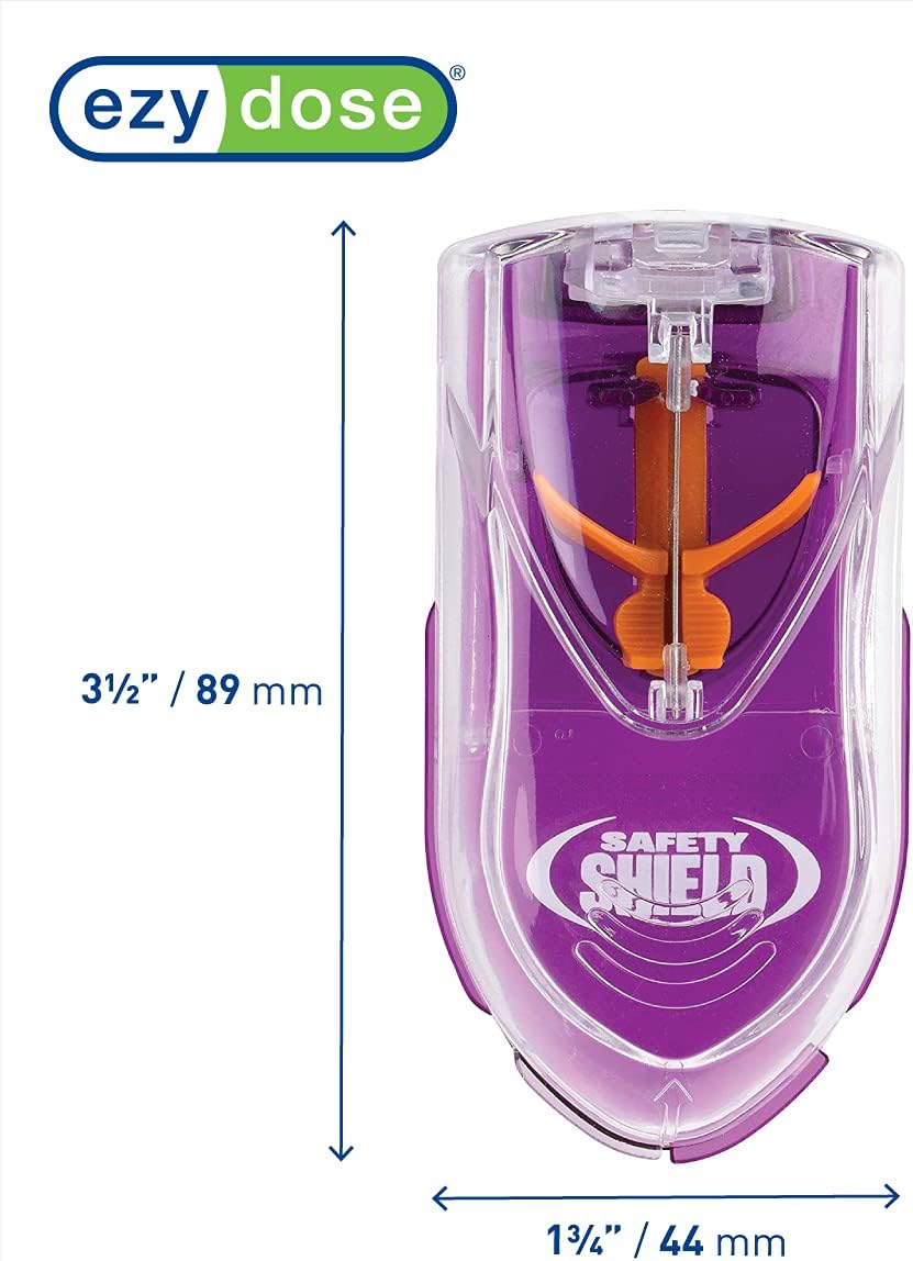 EZY DOSE Pill Cutter with Safety Shield, Precise Tablet Splitter for Cutting Pills, Vitamins, or Medication, Easy-to-Use Compact Design, Durable and Portable Pill Slicer Tool, Purple