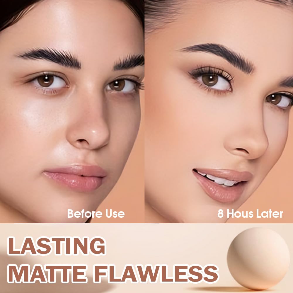 Oil Control Matte Perfection Face Powder Compact For Women, Matte Smooth Flawless Setting Powder Makeup, Polvo Compacto De Maquillaje, Waterproof Long Lasting, 0.35Oz, (130 True Beige, 1)