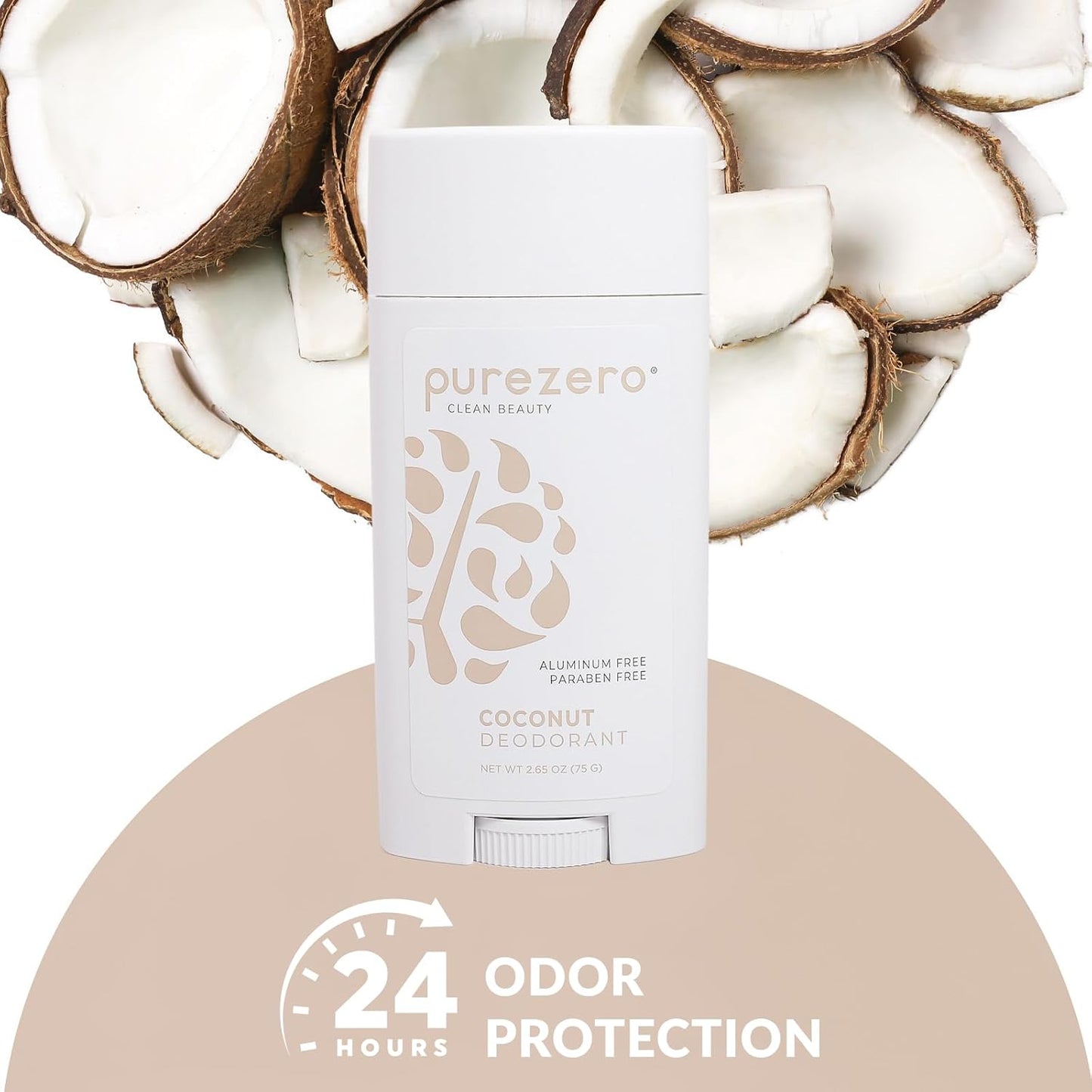 Purezero Deodorant | COCONUT | Aluminum & Paraben Free with Baking Soda and 24-Hour Odor Protection | For Women & Men | Infused with Shea Butter & Coconut Oil (2 Pack)