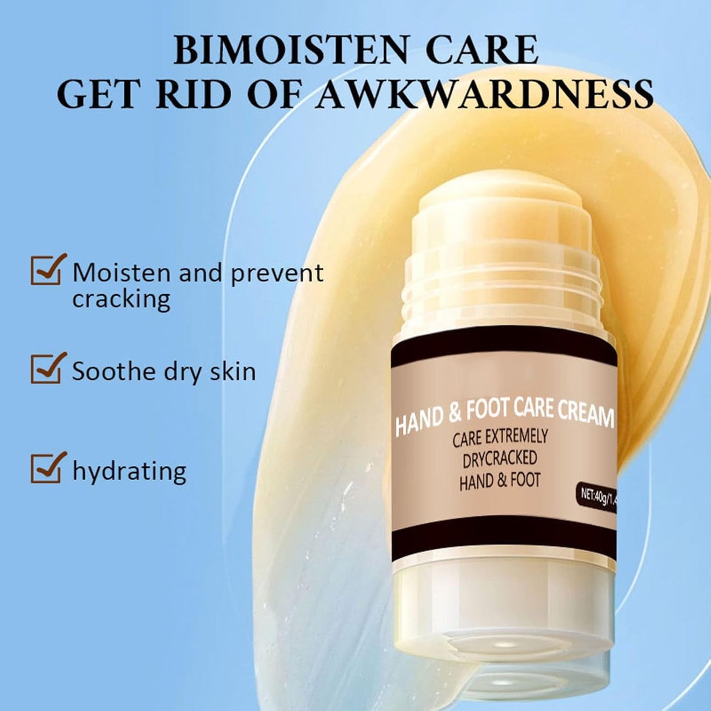 Foot Cream for Dry Cracked Heels and Feet, Horse Oil Foot Balm Repair Cream for Knees Elbows Hands Hydrate & Nourish Foot Care for Calluses Softens Skin Exfoliates Dead Skin Women and Men 1.41oz