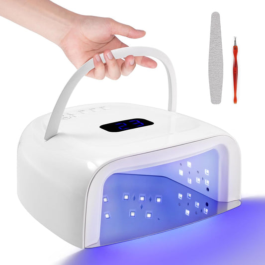 UV LED Nail Lamp - Rechargeable Nail Light for Gel Polish 60W Faster Nail Dryer for Fingernail Toenail with Auto Sensor Professional Portable Handle Nail Curing Lamp