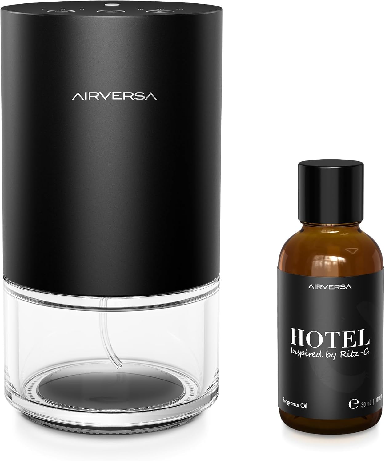 Waterless Essential Oil Diffuser Starter Kit with 30mL Hotel Scent Fragrance Oils Inspired of Ritz-C., Battery Operated Mini Scent Air Machine Portable Diffuser for Home Car Office, Black AN9
