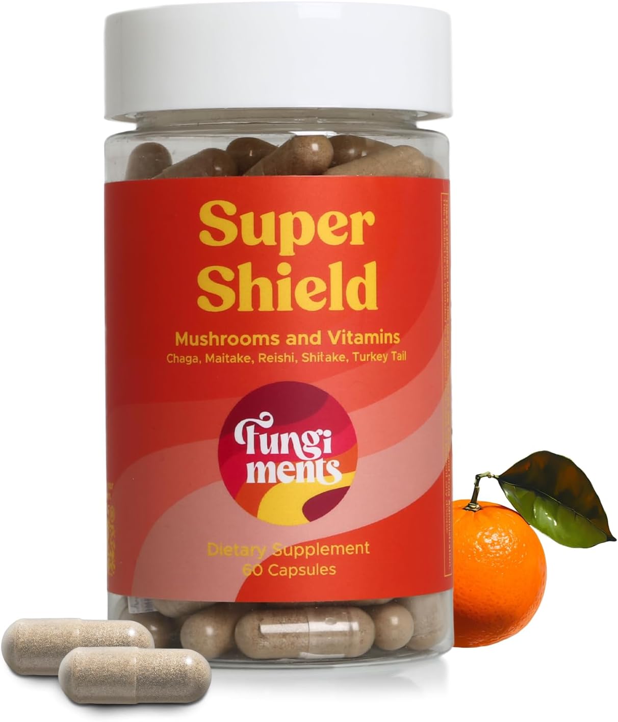 Super Shield - Mushroom Supplement - Chaga, Maitake, Reishi, Shiitake, and Turkey Tail Mushrooms, Vitamin C, Zinc, Black Elderberry, Antioxidants - Immune Support (60 Capsules)