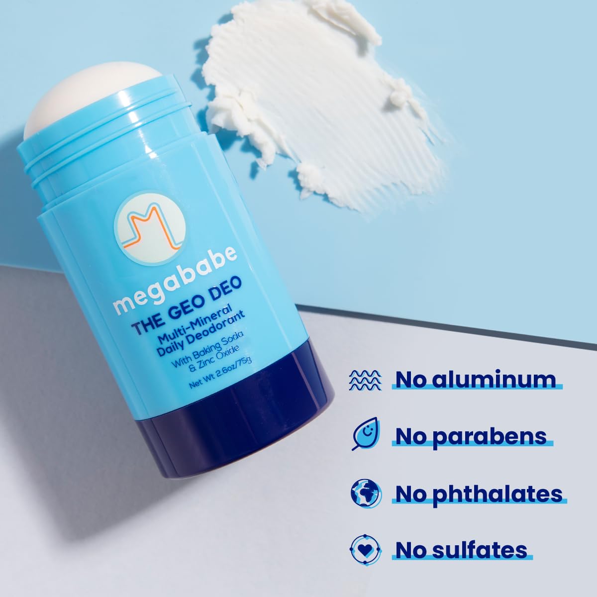 Megababe Daily Deodorant - The Geo Deo with 72 hour Odor Protection Multi-Minerals, Aluminum-Free, All Natural, 2.6 oz